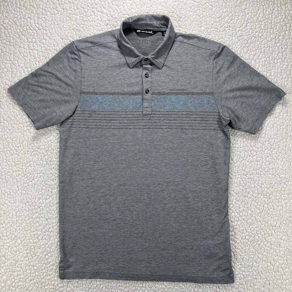 Travis Mathew‎ Underwater Museum Mens Size Medium Gray Golf Polo Athliesure